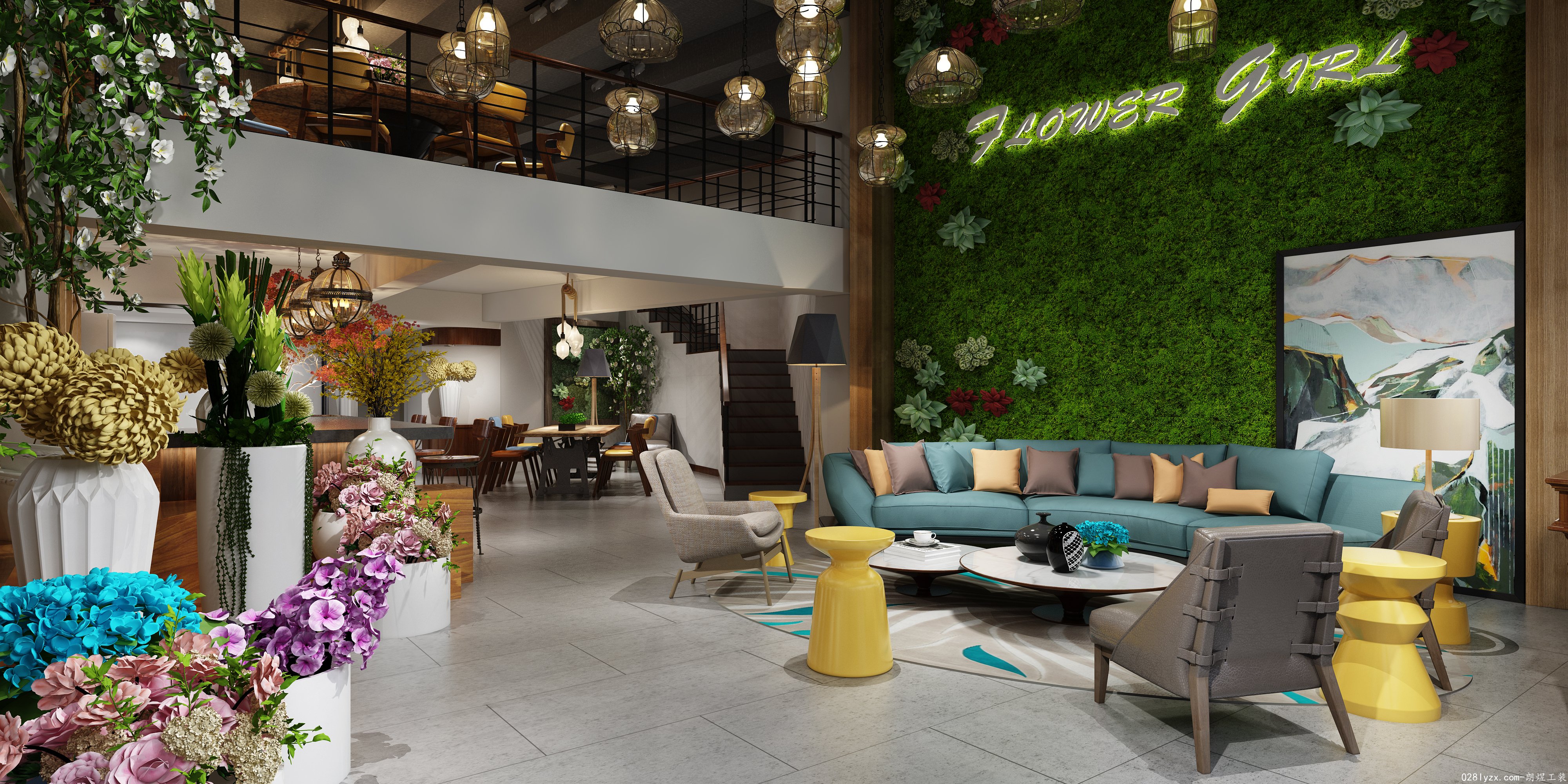 清新混搭風(fēng)咖啡廳裝修