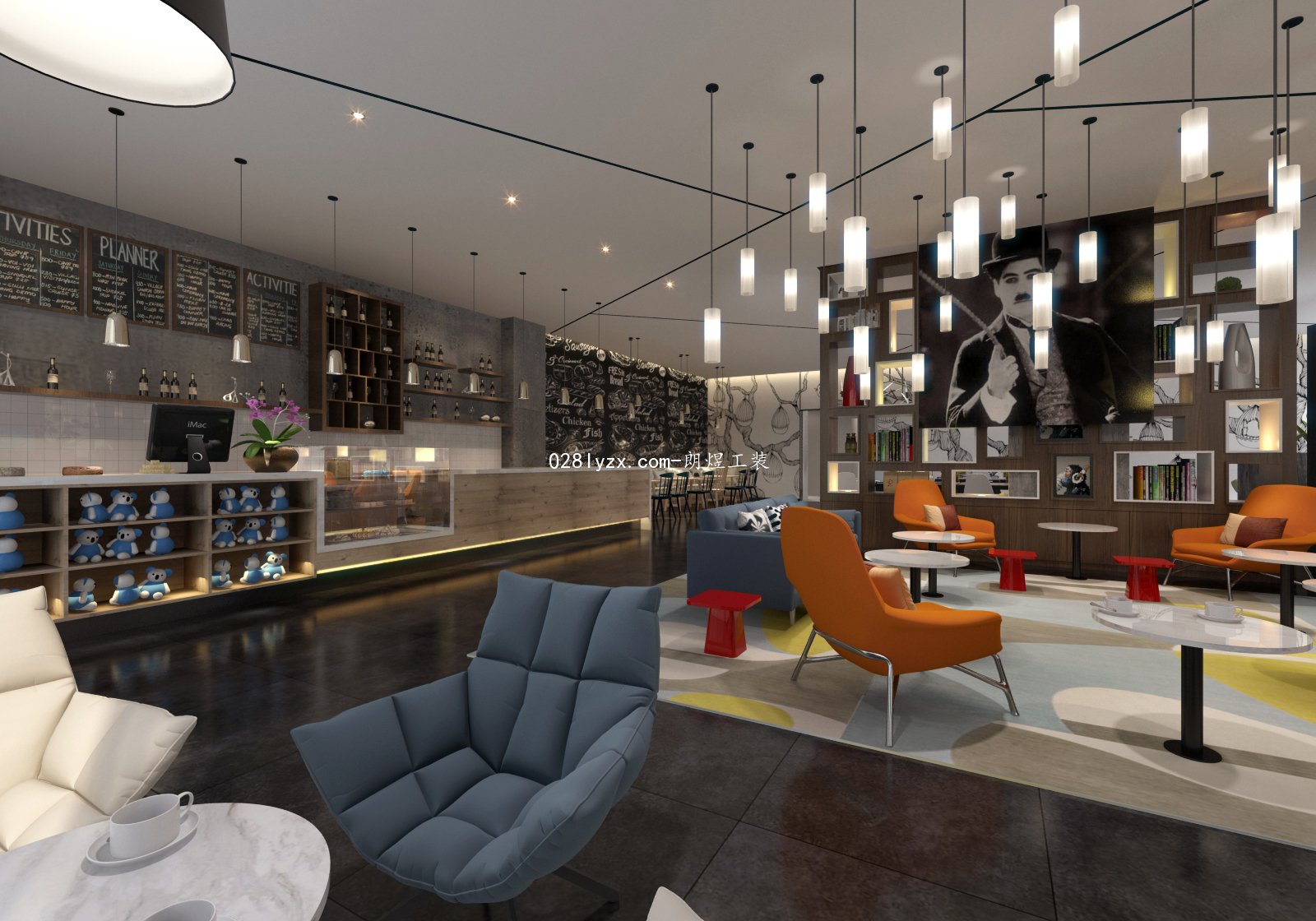 時(shí)尚簡約風(fēng)咖啡廳-成都店鋪裝修公司