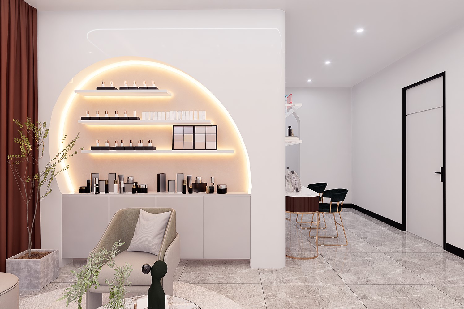 150平美容養(yǎng)生spa門(mén)店裝修效果圖-洽談區(qū)