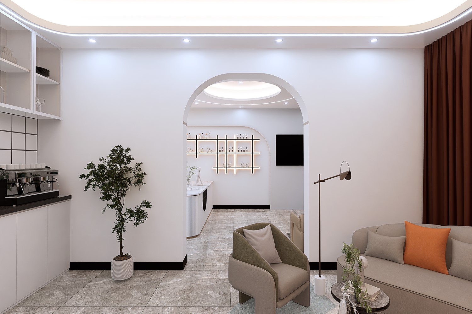 150平美容養(yǎng)生spa門(mén)店裝修效果圖-洽談區(qū)