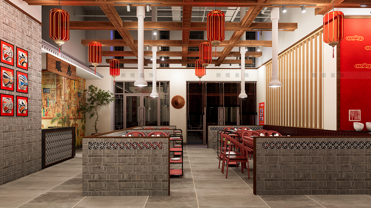 400平中國風火鍋店裝修效果圖