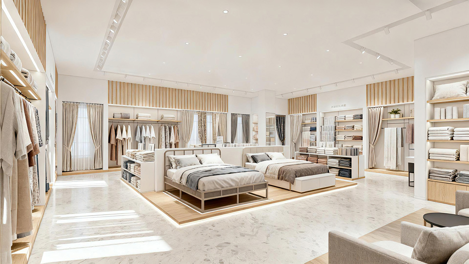 簡(jiǎn)約溫馨的家紡店裝修效果圖